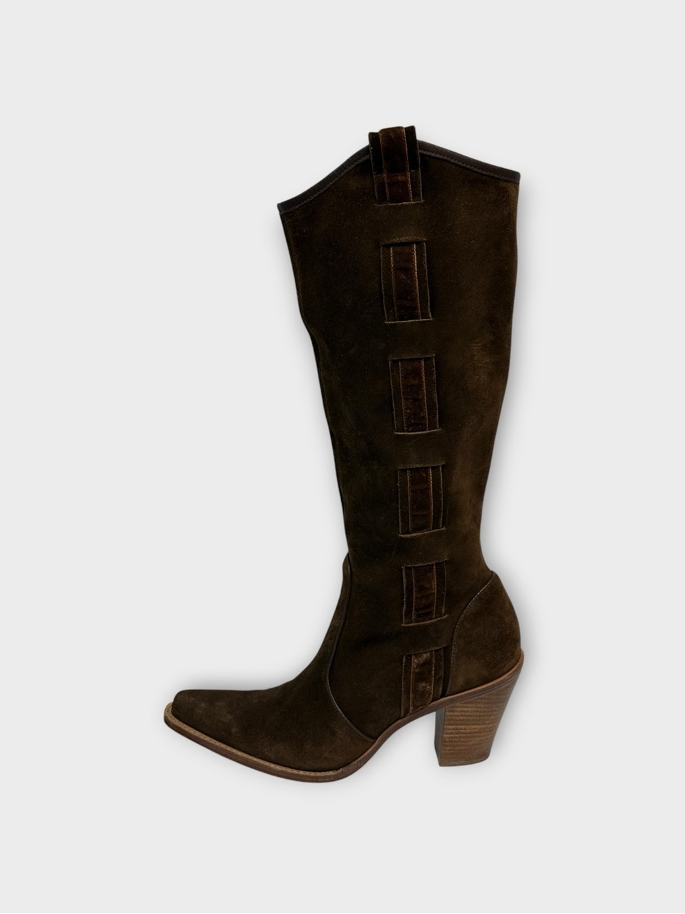 Via Spiga Brown Suede Western Knee-High Boots